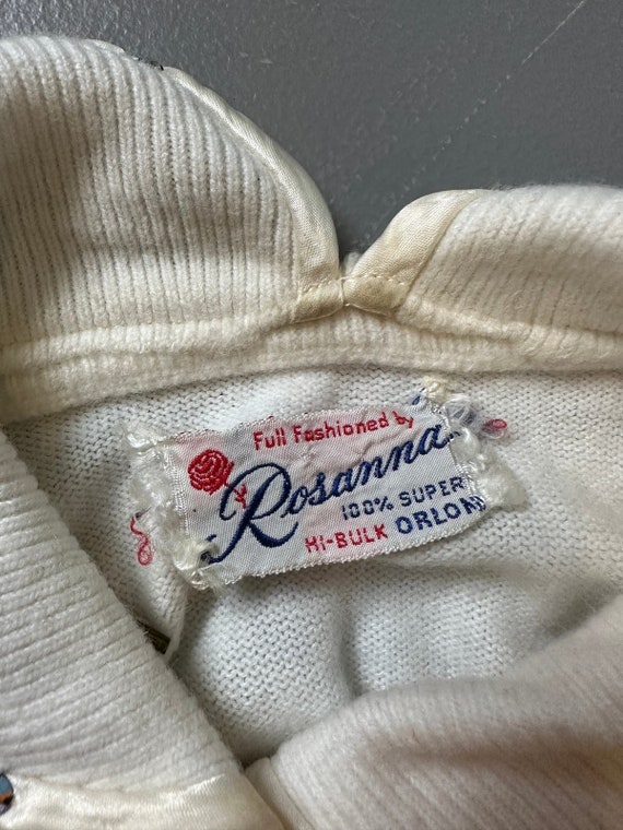 1950s Cream Embellished Cardigan | Button-Up | Bu… - image 3
