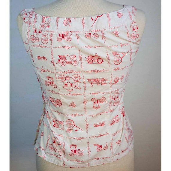 1950s Novelty Car Print Top | Bust 38 | Waist 30 … - image 3