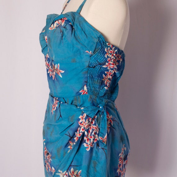 1950s Blue Sarong Playsuit | Wrap Skirt | Waist 3… - image 2