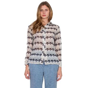 70s Semi Sheer Button Up Top | Medium | Vintage