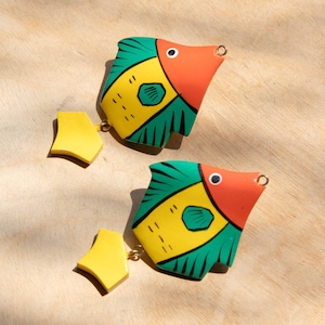1960s Colorful Fish Clip On Earrings|Vintage VTG| 60s