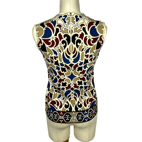 1960s Patterned Sleeveless Top | Bust 34 | Vintage - image 2