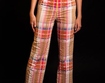 60s Plaid Flare Pants | Waist 25-26 | Vintage