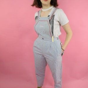 1970er Jeans Pin Gestreift Oxford Overalls | Größe Medium | Taille 30&quot; | Dirigent | Vintage VTG