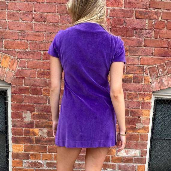 1960s Purple Velvet Mini Dress | Bust 36-40 | Cir… - image 3