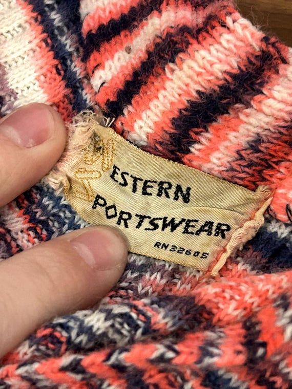 1970s Knit Blouse | Small | Pink and Purple | Str… - image 3