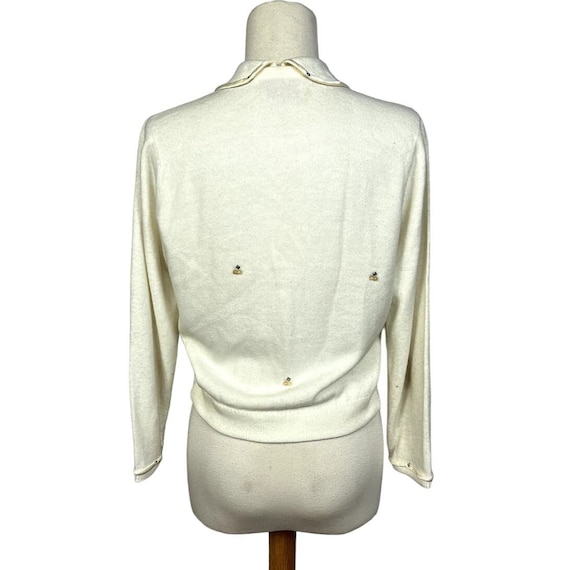 1950s Cream Embellished Cardigan | Button-Up | Bu… - image 2