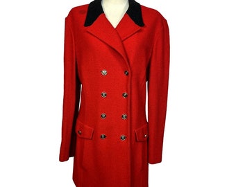 1990s St. John Red Coat | Size 12 | Bust 42 | Vintage VTG