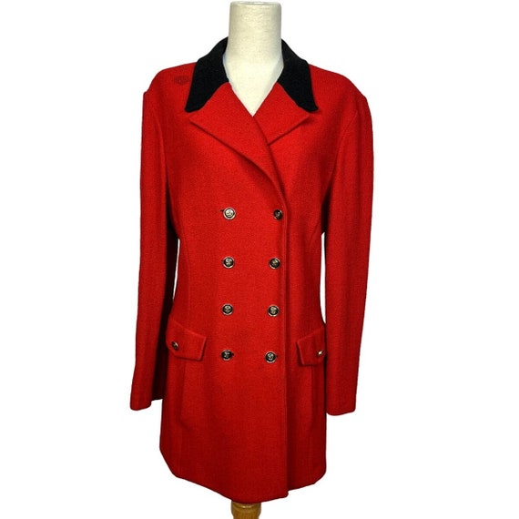 1990s St. John Red Coat | Size 12 | Bust 42 | Vin… - image 1