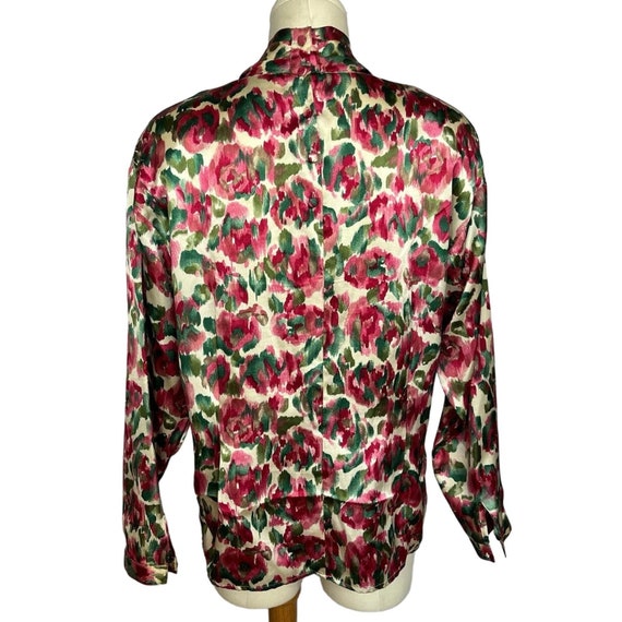 80s Anne Klein Pink Floral Blouse | Bust 42 | Siz… - image 2