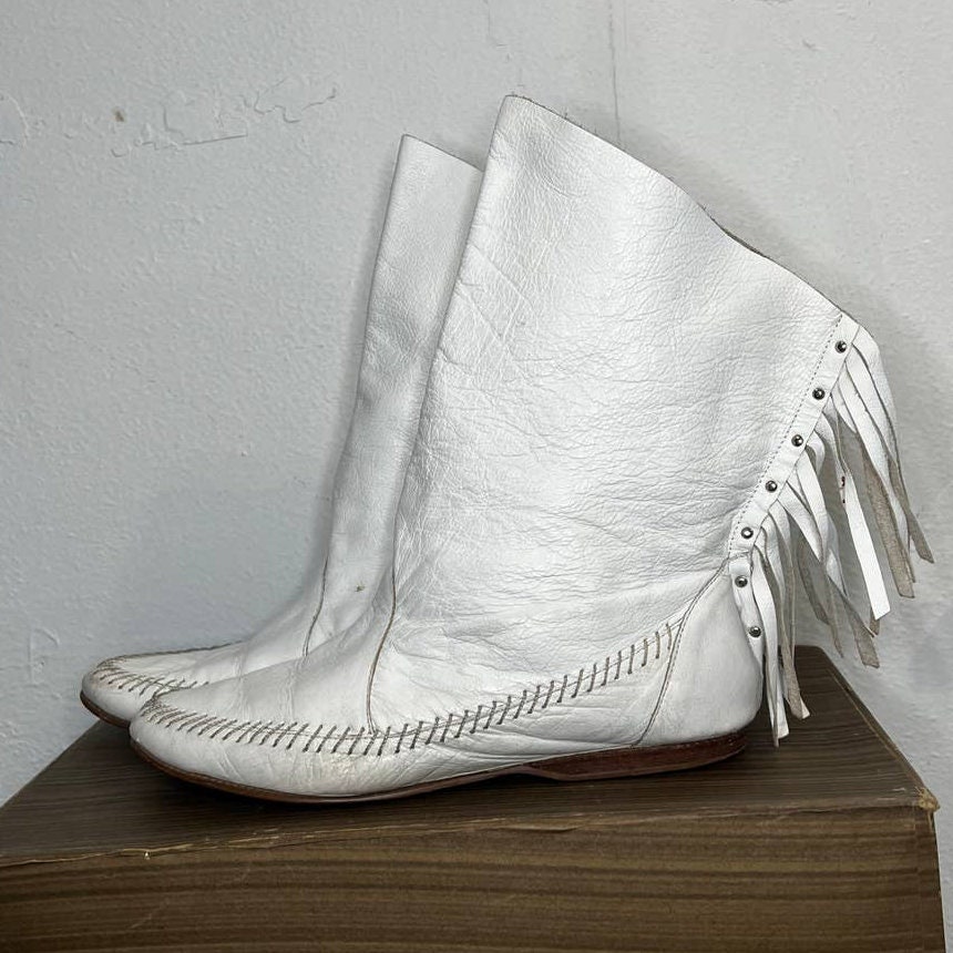 80's white boots cheap