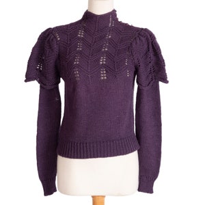 1970s Purple Knit Sweater | Bust 30-38&quot; | Size S | Vintage