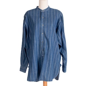 1990s Armani Denim Chemise | Bust 46&quot; | Armani Jeans | Button Up | Designer | Vintage