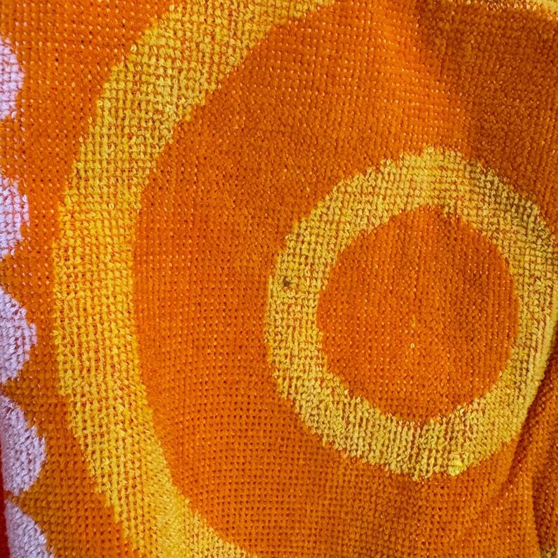 1960s Terrycloth Robe | Red, Orange & Pink | Beach Cover Up | Vintage image 4