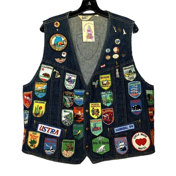 1970s Patched Lee Denim Vest | US States | Vintage - image 1