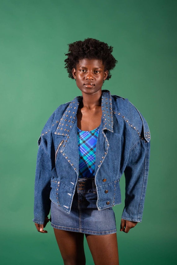 1980s Studded Denim Jacket | Small Medium | VTG V… - image 2