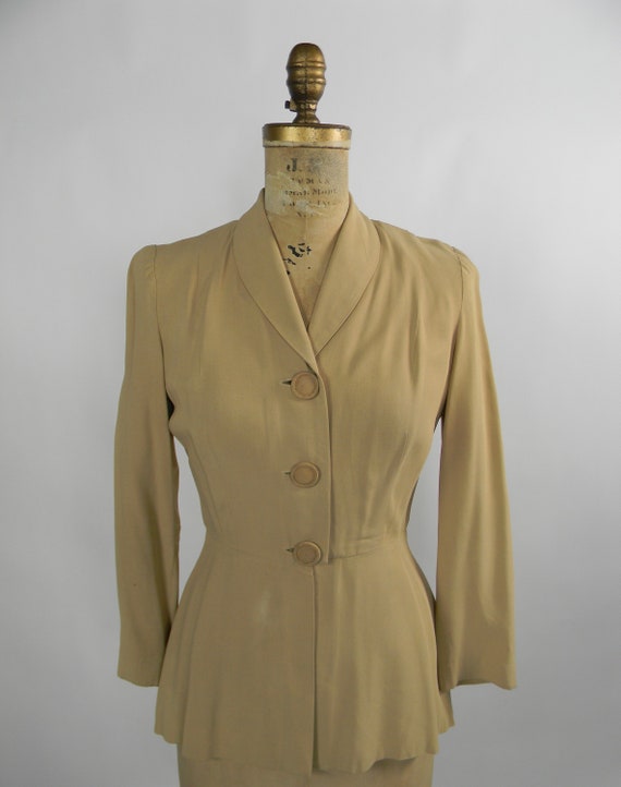 1940s Tan Gabardine Suit Jacket Size Medium Bust | Etsy