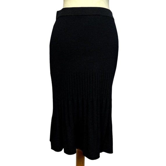 1990s St John Black Knit Skirt | Waist 34" | VTG … - image 2