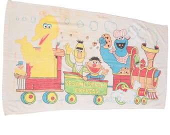 1970er Jahre Sesamstraße Handtuch | 70x47" | Strandtuch | Baumwolle | Vintage
