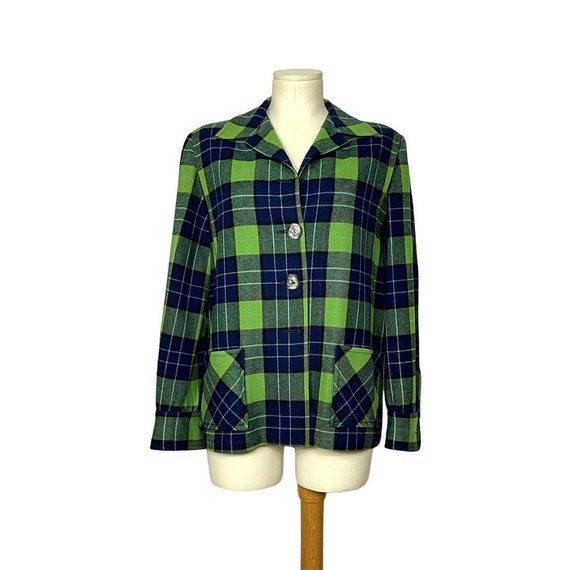 1960s 49r Jacket | Pendleton | Blue and Green | Pl