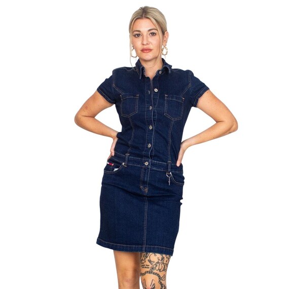 1990s Tommy Hilfiger Denim Mini Dress Vintage UK