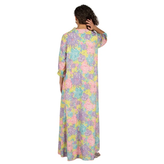 1960s Loungewear Nightie Set Pastel Florals Dress… - image 3