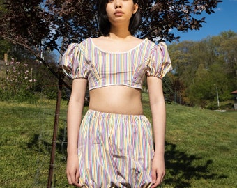 1970s Two Piece Rainbow Playsuit Style Handmade Bloomers Reproduction Bust 40 Waist 24-28 Vintage VTG