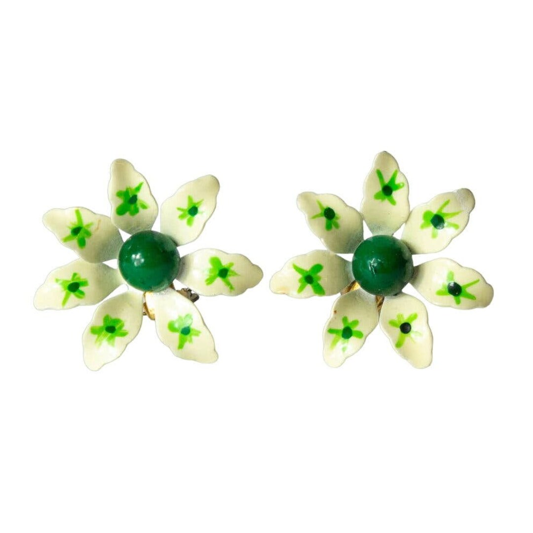 60's Amber Flower Clip On Earrings main image 1