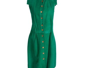 Green Suede V-neck Mini Dress Size S/M - Etsy Green Suede V-neck Mini Dress Size S/M - Etsy