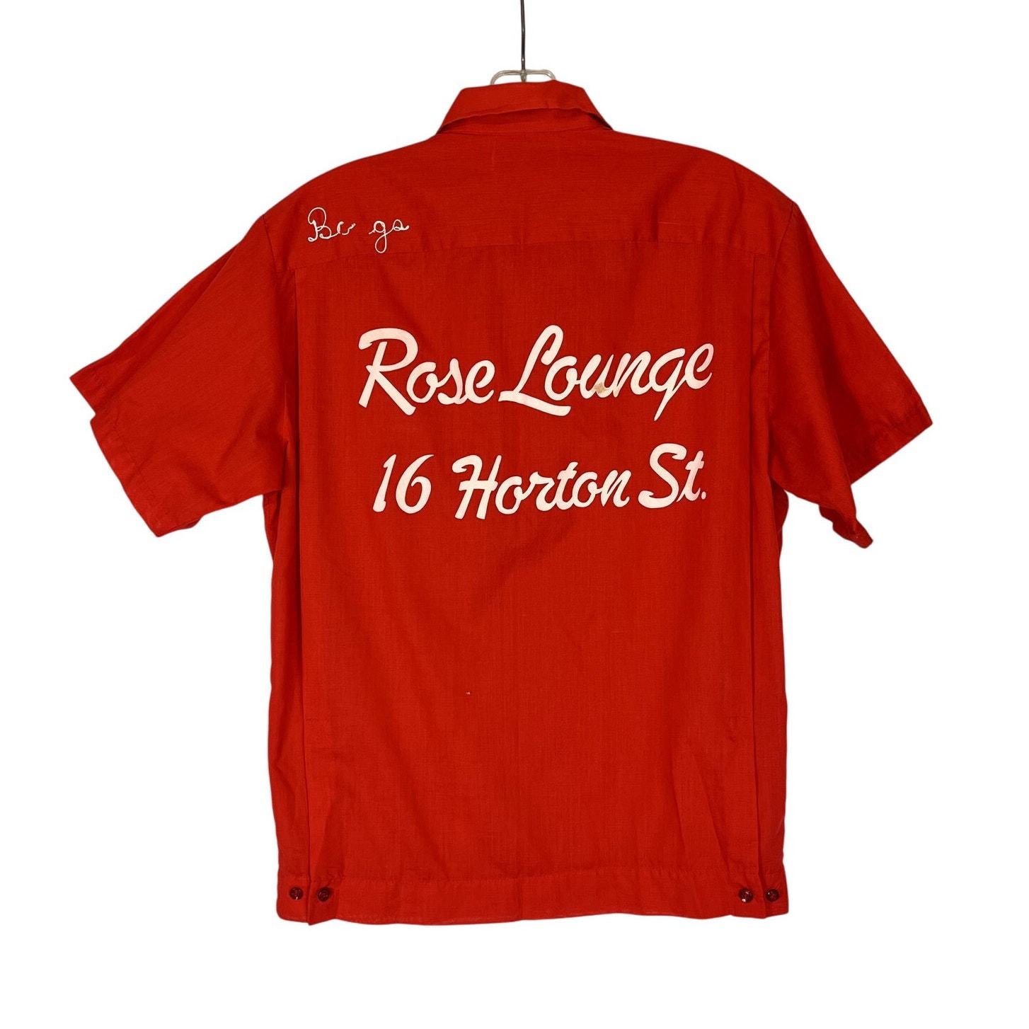 50s Mens Bowling Shirt | Embroidered | Medium | Red