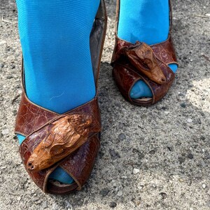 1940s Slingback Alligator Heels Size 9 Vintage VTG