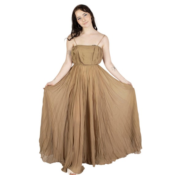 1970s Light Brown Maxi Dress | Bust 34 | Waist 29… - image 2