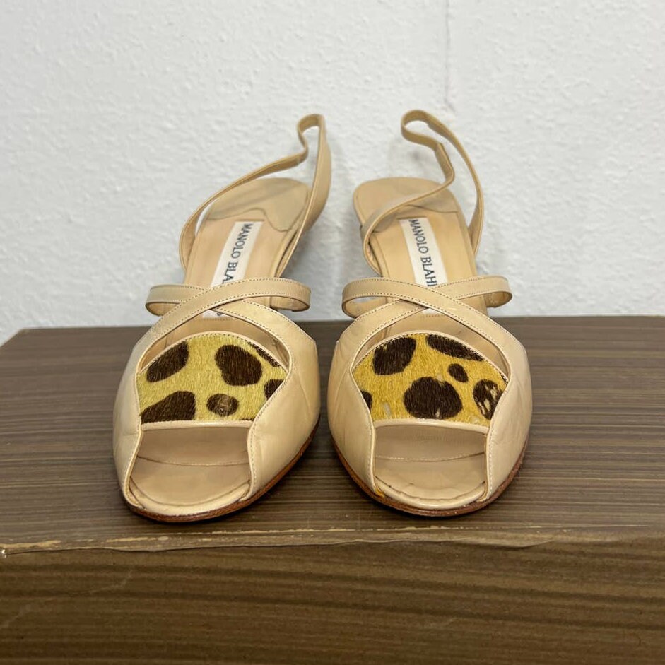 Manolo Blahnik Cheetah Print Ponyhair Slingback Heels | EU Manolo Blahnik Cheetah Print Ponyhair Slingback Heels | EU