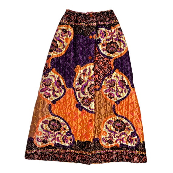 1960s Quilted Maxi Skirt | Psychedelic | Purple &… - image 1