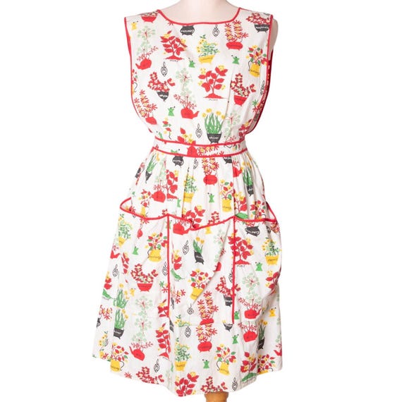 1950s Apron | Herbs Novelty Print | Vintage