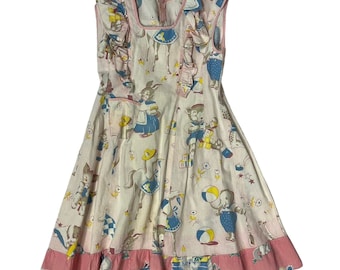 40s Kids Novelty Print Dress | Chest 27 | Vintage