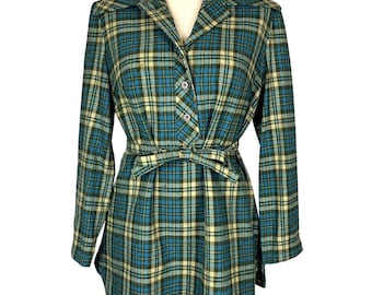 1970er Jahre Pendleton Tunika Top | kariert | Blau & Grün | Büste 39 | Jahrgang