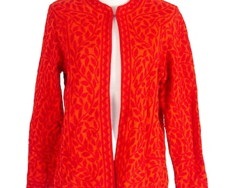 1960s Red Leaf Cardigan Sweater | Catalina | Medium | Vintage