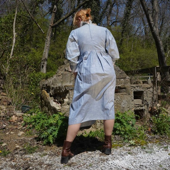 70s Light Blue GUNNE SAX Prairie Dress and Pinafore| … - Gem