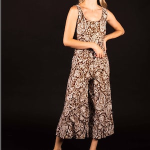 1960s Cotton Jumpsuit Set | Bust 36 | Waist 28 | Medium | Vintage VTG