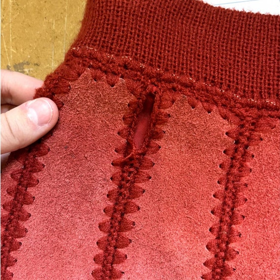 70s Red Suede Skirt | Waist 28-30" | VTG Vintage - image 6