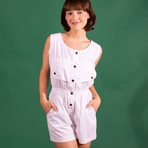 1980s White Romper | Medium | Vintage VTG