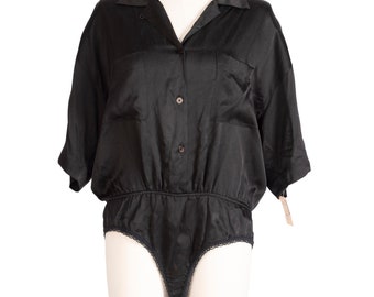 Body negro DKNY de la década de 1990 / Busto 48" / Vintage