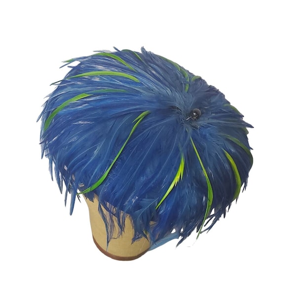 1960s Blue Feather Hat | Green | Vintage