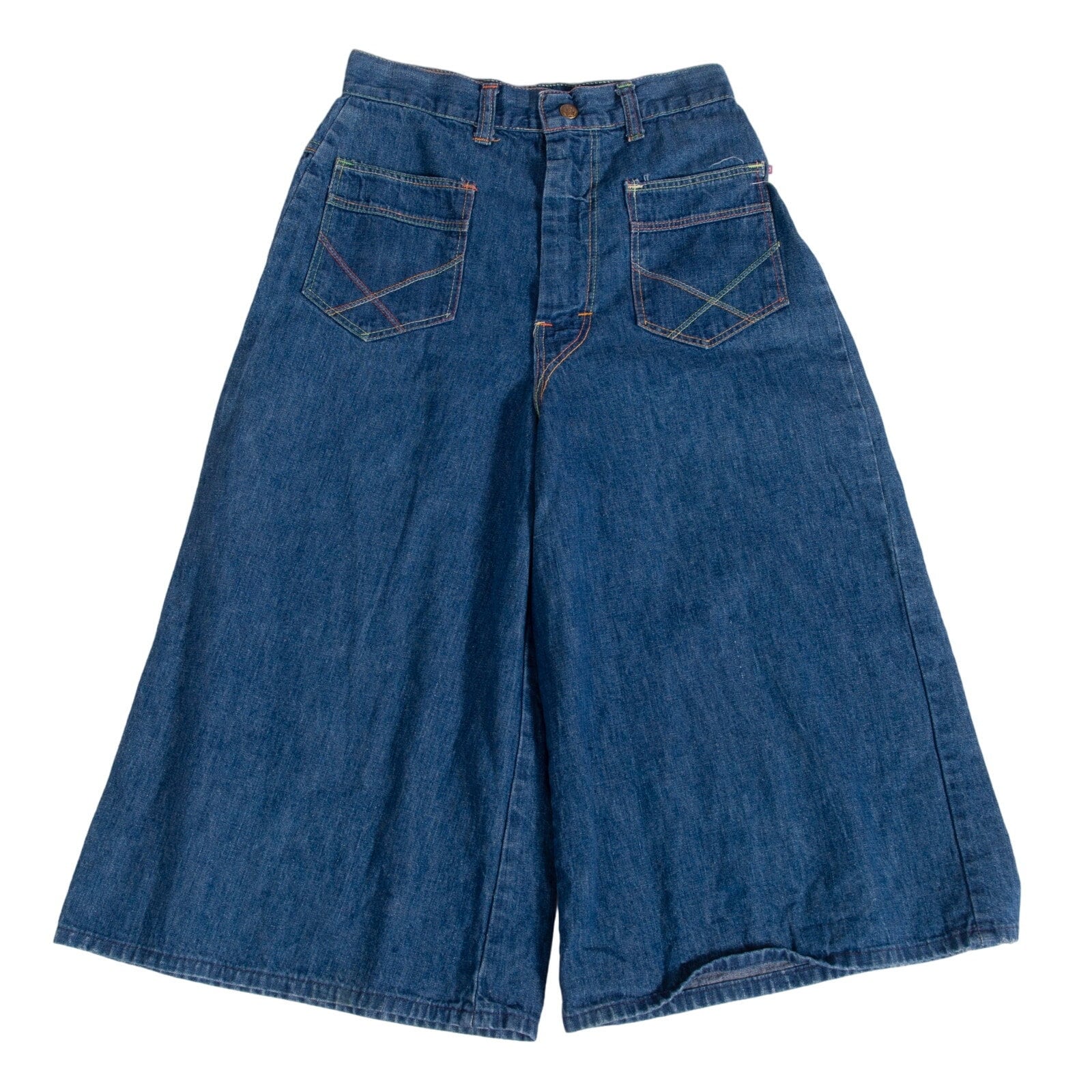 1970s Denim Culottes Flared Jorts Waist 28