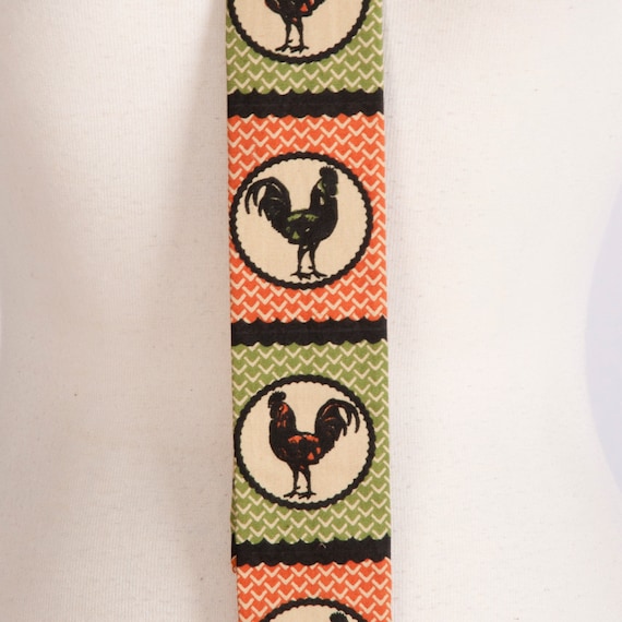 小物 50's Gun Themed ROOSTER Skinny Tie MINTY 1950s Rooster Skinny Tie | Hand Printed | Novelty | Vintage