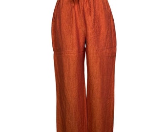 1990s Eskandar Orange Pants | Waist 24-30 | Size 0 | Vintage