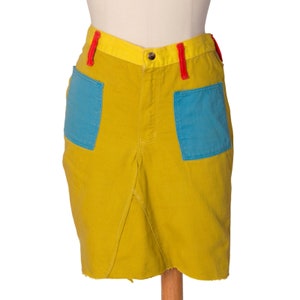 1960s Wrangler X Peter Max Yellow Denim Skirt Waist 30-32