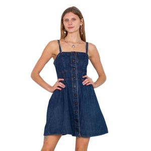denim dress 70s style TACSTRUN Women's Black Maxi Denim Dress, S, M, L, XL, XXL, Sleeveless,  Spaghetti Straps, High Waist, Casual, Adult, Girls, Office, Daily,  Vacation, Club, Solid, Summer at Amazon Women's Clothing store