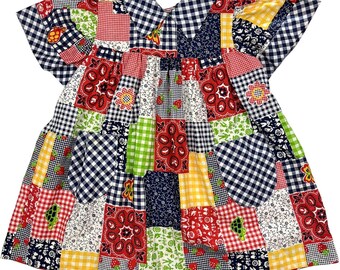 1960s Kids Patchwork Dress | Size 8 | Vintage